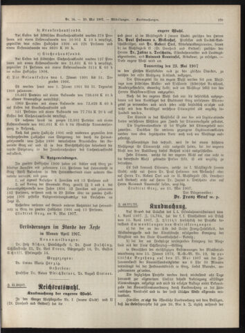 Amtsblatt der landesfürstlichen Hauptstadt Graz 19070520 Seite: 23