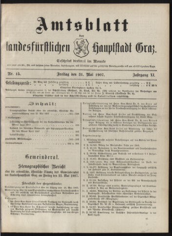 Amtsblatt der landesfürstlichen Hauptstadt Graz 19070531 Seite: 1