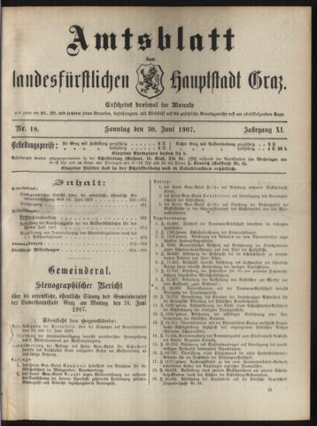 Amtsblatt der landesfürstlichen Hauptstadt Graz 19070630 Seite: 1