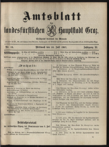 Amtsblatt der landesfürstlichen Hauptstadt Graz 19070710 Seite: 1