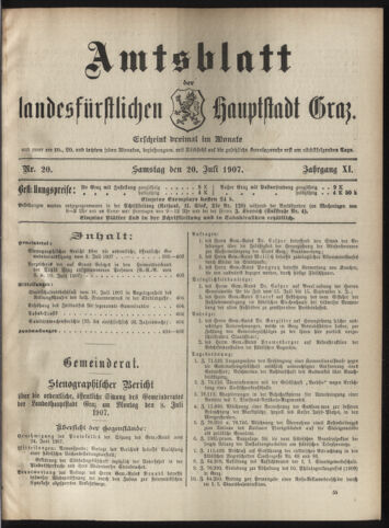 Amtsblatt der landesfürstlichen Hauptstadt Graz 19070720 Seite: 1