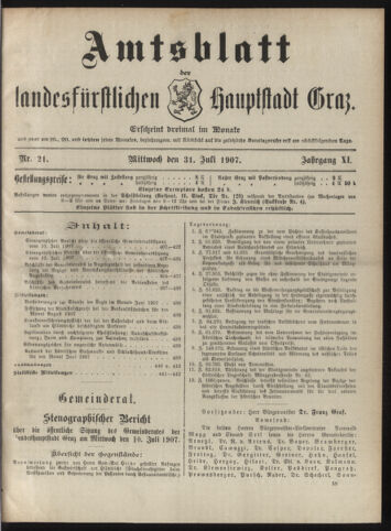 Amtsblatt der landesfürstlichen Hauptstadt Graz 19070731 Seite: 1