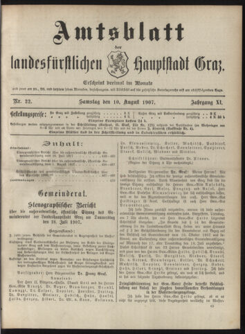 Amtsblatt der landesfürstlichen Hauptstadt Graz 19070810 Seite: 1