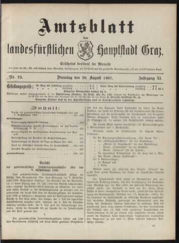 Amtsblatt der landesfürstlichen Hauptstadt Graz 19070820 Seite: 1