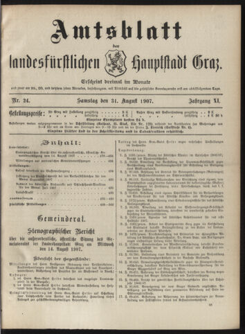 Amtsblatt der landesfürstlichen Hauptstadt Graz 19070831 Seite: 1