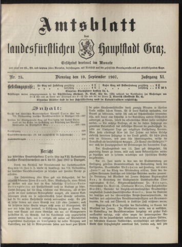 Amtsblatt der landesfürstlichen Hauptstadt Graz 19070910 Seite: 1