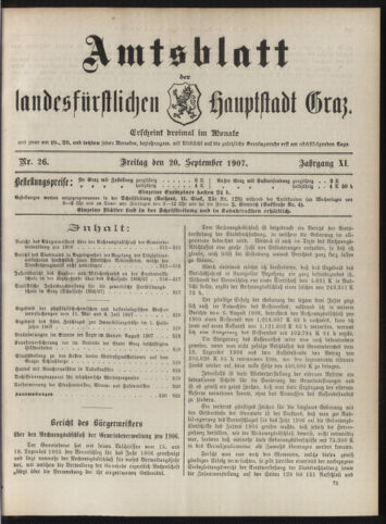 Amtsblatt der landesfürstlichen Hauptstadt Graz 19070920 Seite: 1