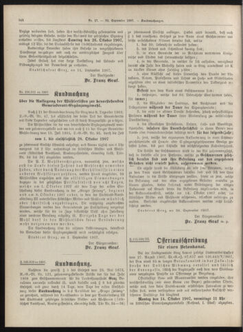 Amtsblatt der landesfürstlichen Hauptstadt Graz 19070930 Seite: 22