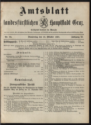 Amtsblatt der landesfürstlichen Hauptstadt Graz 19071010 Seite: 1