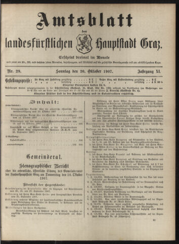 Amtsblatt der landesfürstlichen Hauptstadt Graz 19071020 Seite: 1