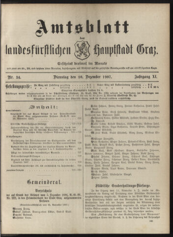 Amtsblatt der landesfürstlichen Hauptstadt Graz 19071210 Seite: 1