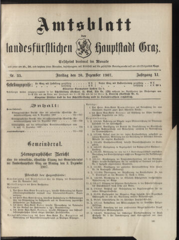 Amtsblatt der landesfürstlichen Hauptstadt Graz 19071220 Seite: 1