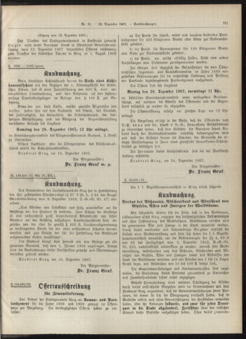 Amtsblatt der landesfürstlichen Hauptstadt Graz 19071220 Seite: 31