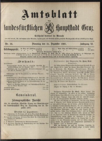 Amtsblatt der landesfürstlichen Hauptstadt Graz 19071231 Seite: 1