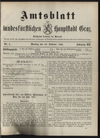 Amtsblatt der landesfürstlichen Hauptstadt Graz 19080210 Seite: 1