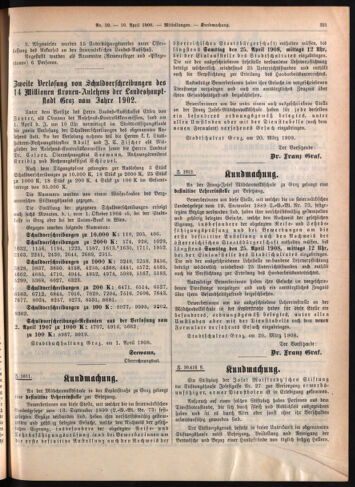 Amtsblatt der landesfürstlichen Hauptstadt Graz 19080410 Seite: 31