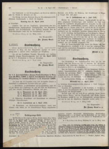 Amtsblatt der landesfürstlichen Hauptstadt Graz 19080410 Seite: 32