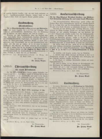 Amtsblatt der landesfürstlichen Hauptstadt Graz 19080420 Seite: 19