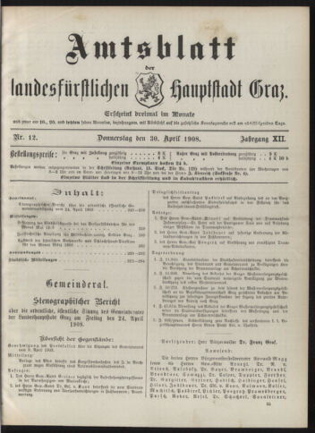 Amtsblatt der landesfürstlichen Hauptstadt Graz 19080430 Seite: 1