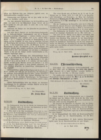 Amtsblatt der landesfürstlichen Hauptstadt Graz 19080430 Seite: 19