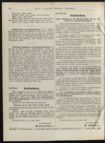 Amtsblatt der landesfürstlichen Hauptstadt Graz 19080610 Seite: 8