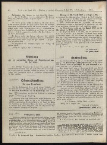 Amtsblatt der landesfürstlichen Hauptstadt Graz 19080810 Seite: 20