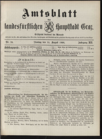 Amtsblatt der landesfürstlichen Hauptstadt Graz 19080831 Seite: 1