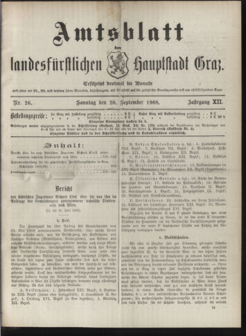 Amtsblatt der landesfürstlichen Hauptstadt Graz 19080920 Seite: 1