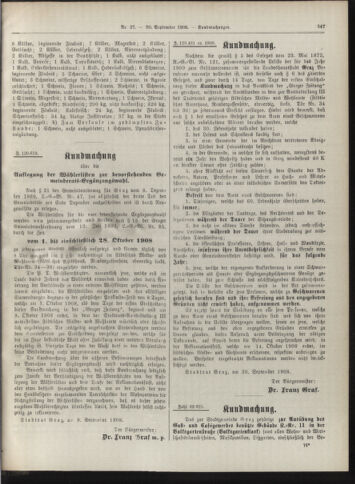 Amtsblatt der landesfürstlichen Hauptstadt Graz 19080930 Seite: 27