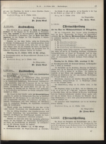 Amtsblatt der landesfürstlichen Hauptstadt Graz 19081010 Seite: 27