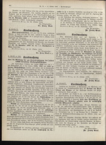 Amtsblatt der landesfürstlichen Hauptstadt Graz 19081031 Seite: 22