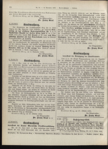 Amtsblatt der landesfürstlichen Hauptstadt Graz 19081110 Seite: 12