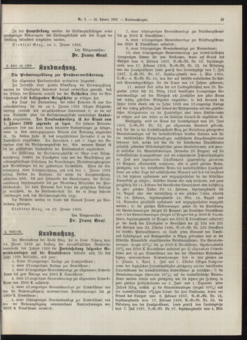 Amtsblatt der landesfürstlichen Hauptstadt Graz 19090120 Seite: 39