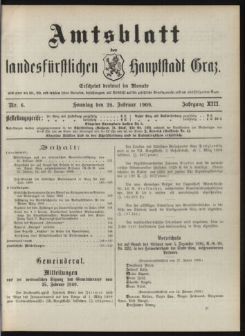 Amtsblatt der landesfürstlichen Hauptstadt Graz 19090228 Seite: 1