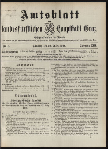 Amtsblatt der landesfürstlichen Hauptstadt Graz 19090320 Seite: 1