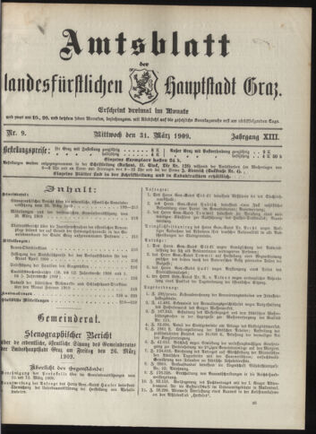 Amtsblatt der landesfürstlichen Hauptstadt Graz 19090331 Seite: 1