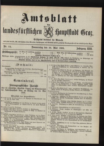 Amtsblatt der landesfürstlichen Hauptstadt Graz 19090520 Seite: 1