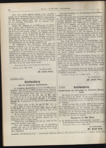 Amtsblatt der landesfürstlichen Hauptstadt Graz 19090520 Seite: 18