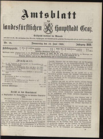 Amtsblatt der landesfürstlichen Hauptstadt Graz 19090610 Seite: 1