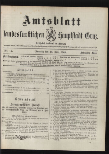 Amtsblatt der landesfürstlichen Hauptstadt Graz 19090620 Seite: 1