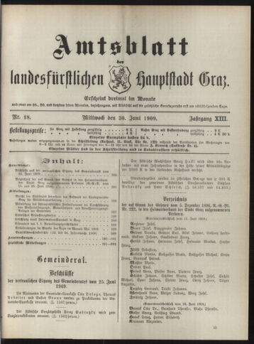 Amtsblatt der landesfürstlichen Hauptstadt Graz 19090630 Seite: 1