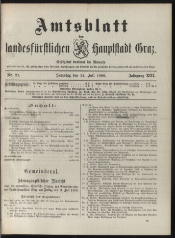 Amtsblatt der landesfürstlichen Hauptstadt Graz 19090731 Seite: 1