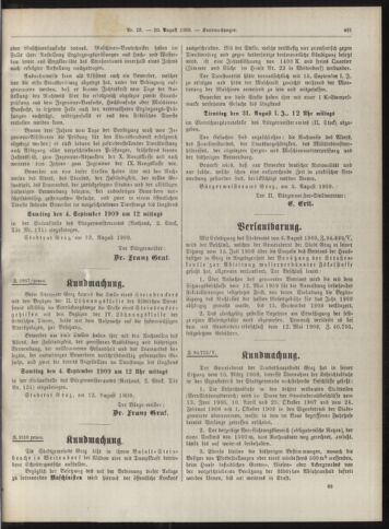 Amtsblatt der landesfürstlichen Hauptstadt Graz 19090820 Seite: 17