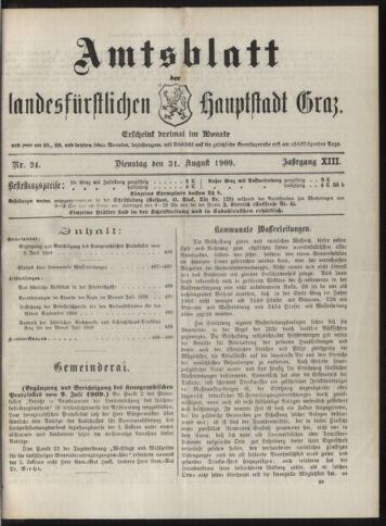 Amtsblatt der landesfürstlichen Hauptstadt Graz 19090831 Seite: 1