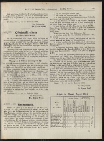 Amtsblatt der landesfürstlichen Hauptstadt Graz 19090930 Seite: 27