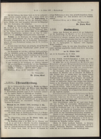 Amtsblatt der landesfürstlichen Hauptstadt Graz 19091010 Seite: 31