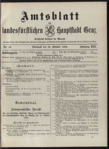 Amtsblatt der landesfürstlichen Hauptstadt Graz 19091020 Seite: 1