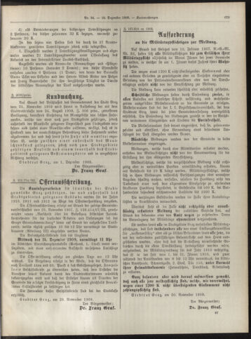 Amtsblatt der landesfürstlichen Hauptstadt Graz 19091210 Seite: 25