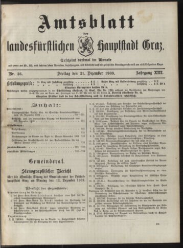 Amtsblatt der landesfürstlichen Hauptstadt Graz 19091231 Seite: 1