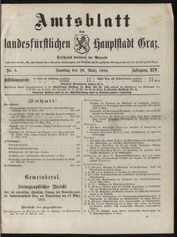 Amtsblatt der landesfürstlichen Hauptstadt Graz 19100320 Seite: 1